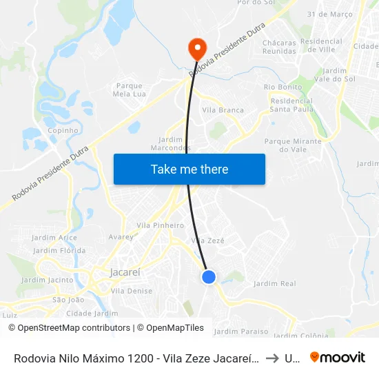 Rodovia Nilo Máximo 1200 - Vila Zeze Jacareí - SP Brasil to Unip map