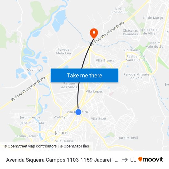 Avenida Siqueira Campos 1103-1159 Jacareí - SP 12307-000 República Federativa Do Brasil to Unip map