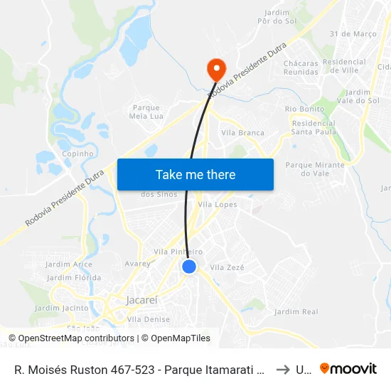 R. Moisés Ruston 467-523 - Parque Itamarati Jacareí - SP Brasil to Unip map