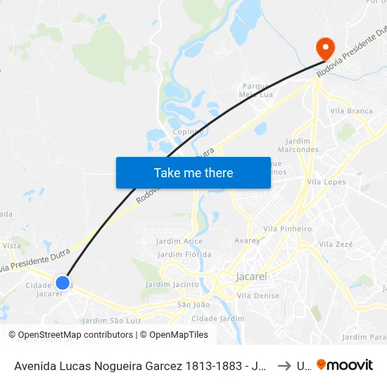 Avenida Lucas Nogueira Garcez 1813-1883 - Jardim Esperança Jacareí - SP Brasil to Unip map