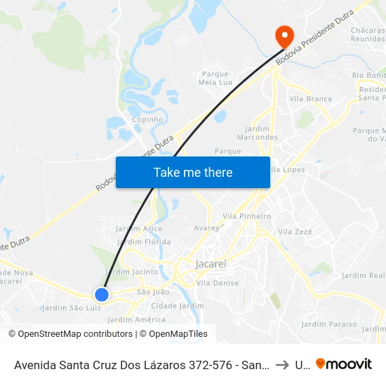 Avenida Santa Cruz Dos Lázaros 372-576 - Santa Cruz Dos Lázaros SP Brasil to Unip map
