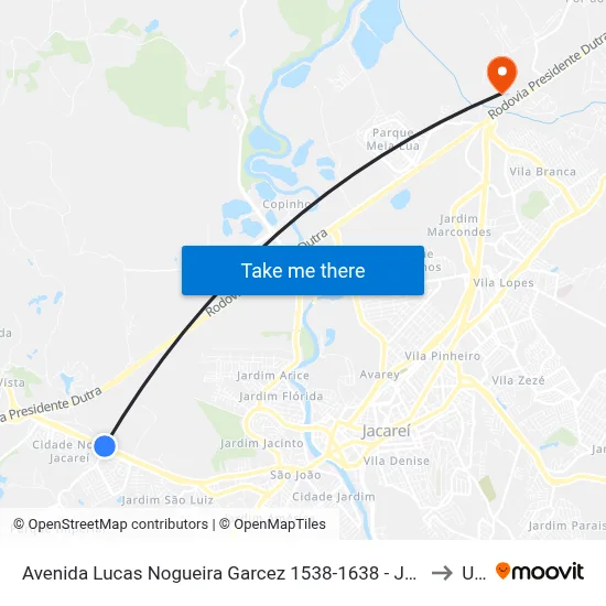 Avenida Lucas Nogueira Garcez 1538-1638 - Jardim Esperança SP Brasil to Unip map