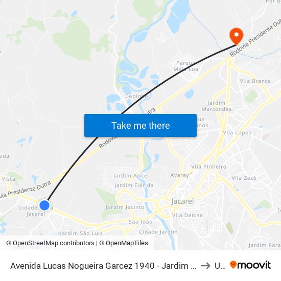 Avenida Lucas Nogueira Garcez 1940 - Jardim Esperança Jacareí - SP Brasil to Unip map
