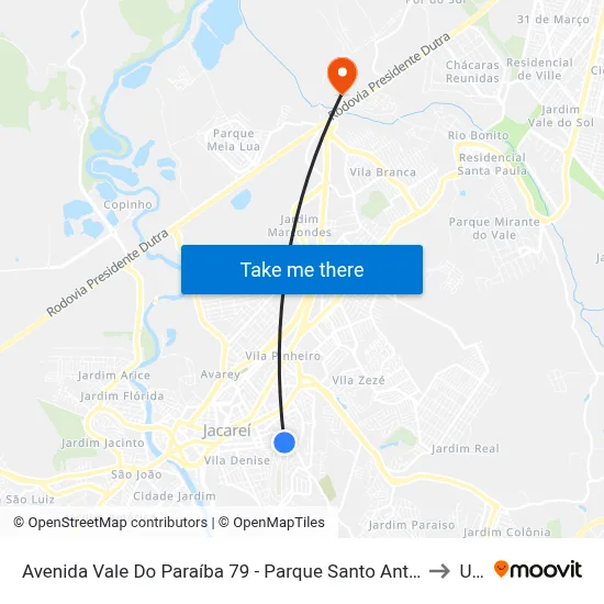 Avenida Vale Do Paraíba 79 - Parque Santo Antonio Jacareí - SP Brasil to Unip map