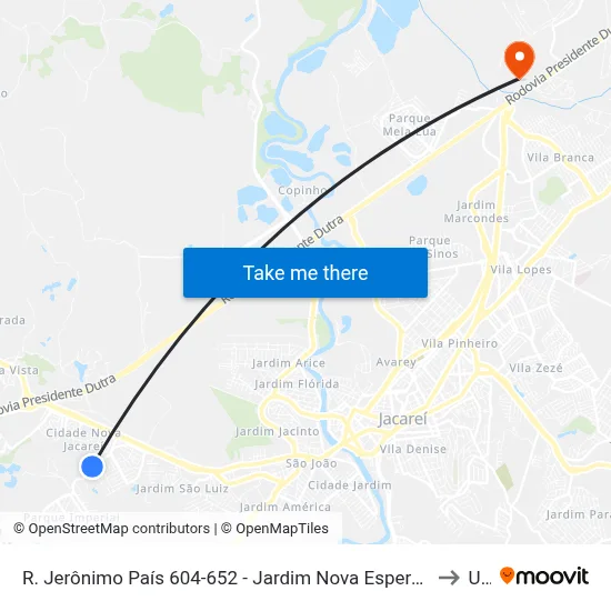 R. Jerônimo País 604-652 - Jardim Nova Esperança Jacareí - SP 12324-650 Brasil to Unip map