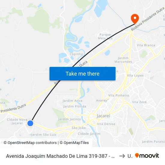 Avenida Joaquim Machado De Lima 319-387 - Jardim Nova Esperança Jacareí - SP 12324-325 Brasil to Unip map