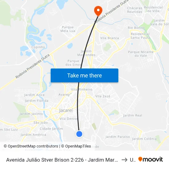 Avenida Julião Stver Brison 2-226 - Jardim Maria Amelia Jacareí - SP 12318-010 Brasil to Unip map