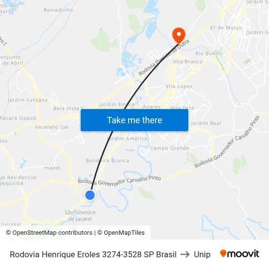 Rodovia Henrique Eroles 3274-3528 SP Brasil to Unip map