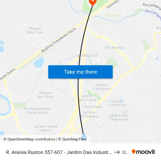 R. Anésia Ruston 557-607 - Jardim Das Industrias Jacareí - SP Brasil to Unip map