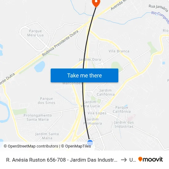 R. Anésia Ruston 656-708 - Jardim Das Industrias Jacareí - SP 12306-010 Brasil to Unip map