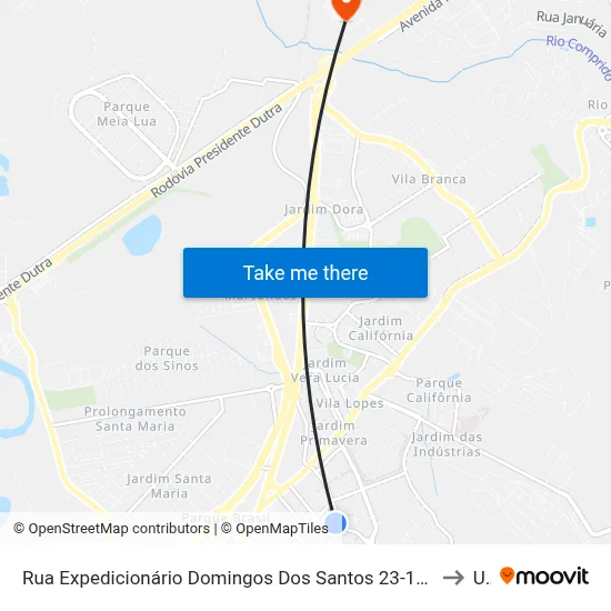 Rua Expedicionário Domingos Dos Santos 23-139 - Jardim Das Indústrias Jacareí - SP 12306-160 Brasil to Unip map