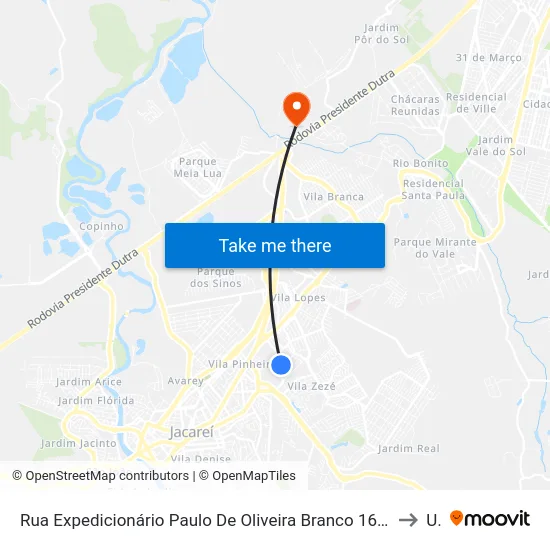 Rua Expedicionário Paulo De Oliveira Branco 162-220 - Jardim Das Indústrias Jacareí - SP 12306-020 Brasil to Unip map