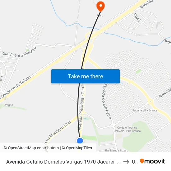 Avenida Getúlio Dorneles Vargas 1970 Jacareí - SP 12305-000 República Federativa Do Brasil to Unip map