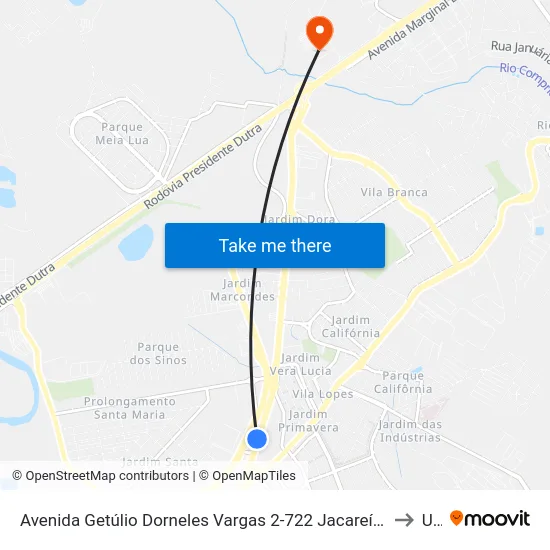 Avenida Getúlio Dorneles Vargas 2-722 Jacareí - SP República Federativa Do Brasil to Unip map