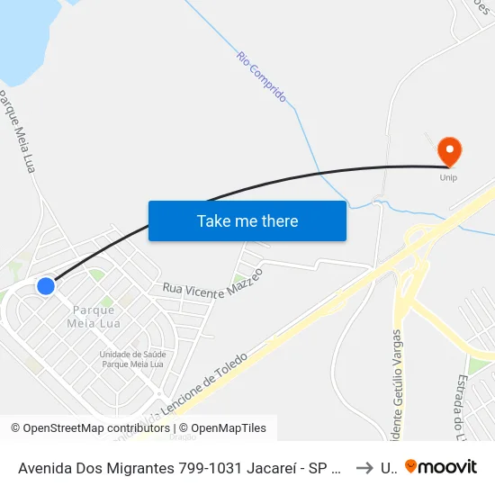 Avenida Dos Migrantes 799-1031 Jacareí - SP 12335-000 República Federativa Do Brasil to Unip map