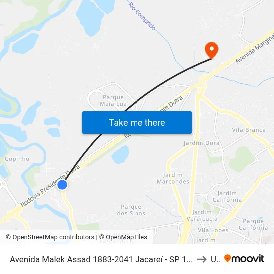 Avenida Malek Assad 1883-2041 Jacareí - SP 12328-080 República Federativa Do Brasil to Unip map