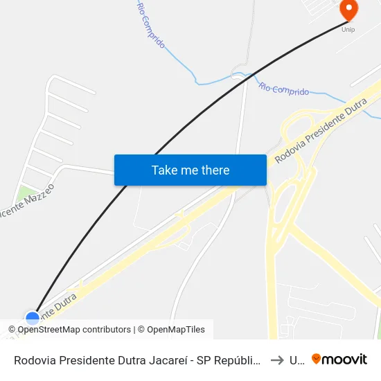 Rodovia Presidente Dutra Jacareí - SP República Federativa Do Brasil to Unip map