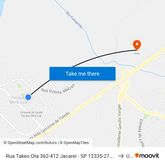 Rua Takeo Ota 362-412 Jacareí - SP 12335-270 República Federativa Do Brasil to Unip map