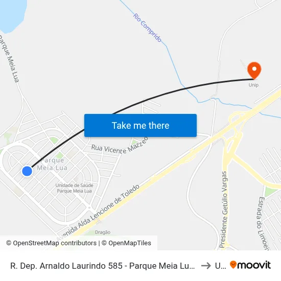 R. Dep. Arnaldo Laurindo 585 - Parque Meia Lua Jacareí - SP 12335-070 Brasil to Unip map