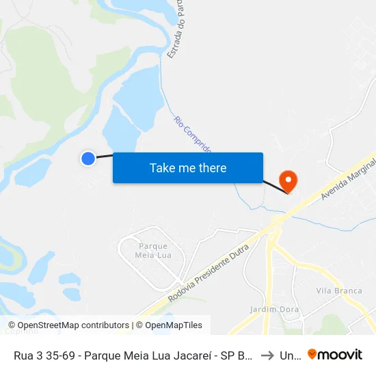 Rua 3 35-69 - Parque Meia Lua Jacareí - SP Brasil to Unip map