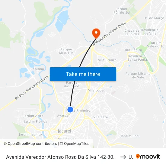 Avenida Vereador Afonso Rosa Da Silva 142-308 Jacareí - SP 12328-460 República Federativa Do Brasil to Unip map