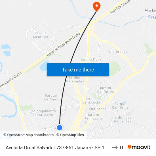 Avenida Orual Salvador 737-851 Jacareí - SP 12328-470 República Federativa Do Brasil to Unip map