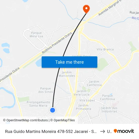 Rua Guido Martins Moreira 478-552 Jacareí - SP 12328-340 República Federativa Do Brasil to Unip map