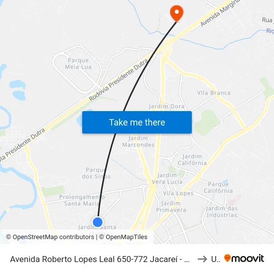 Avenida Roberto Lopes Leal 650-772 Jacareí - SP 12328-141 República Federativa Do Brasil to Unip map