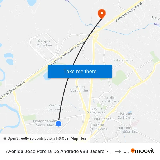 Avenida José Pereira De Andrade 983 Jacareí - SP 12328-290 República Federativa Do Brasil to Unip map