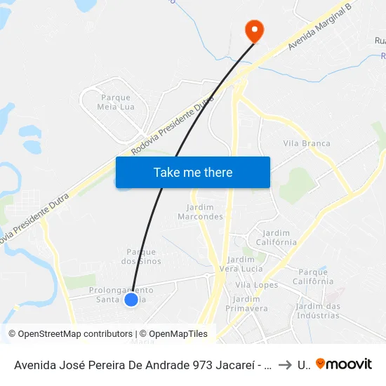 Avenida José Pereira De Andrade 973 Jacareí - SP 12328-290 República Federativa Do Brasil to Unip map