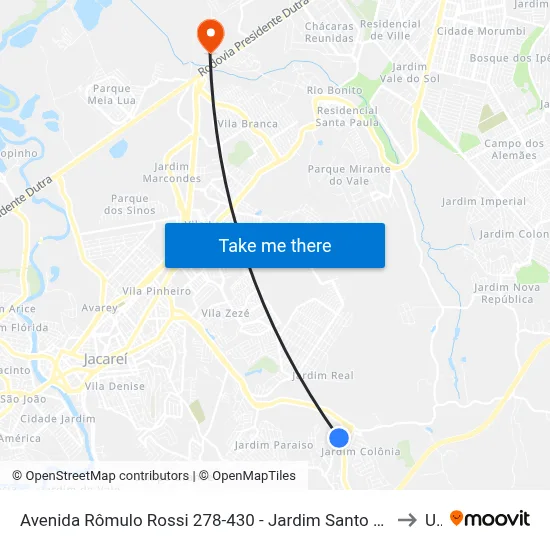 Avenida Rômulo Rossi 278-430 - Jardim Santo Antonio Da Boa Vista Jacareí - SP 12315-660 Brasil to Unip map