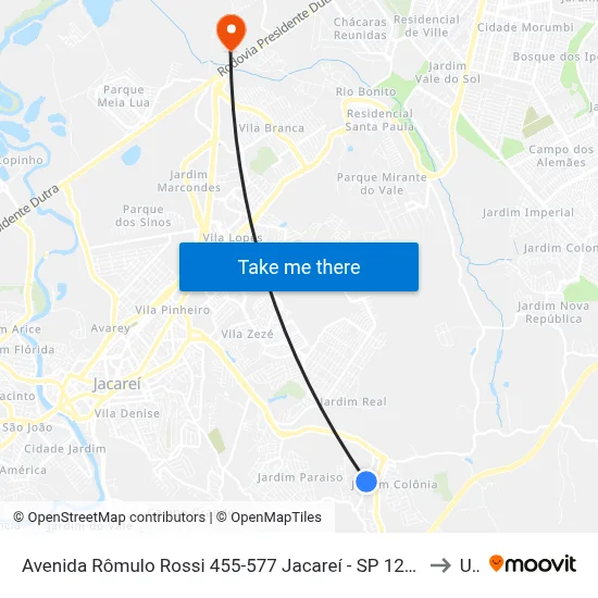 Avenida Rômulo Rossi 455-577 Jacareí - SP 12315-660 República Federativa Do Brasil to Unip map