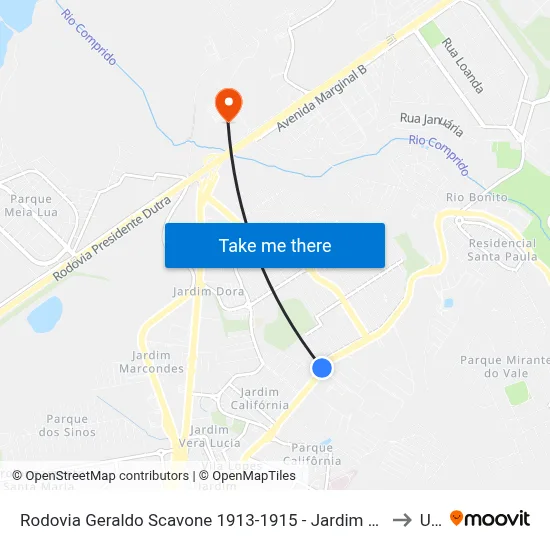 Rodovia Geraldo Scavone 1913-1915 - Jardim Califórnia Jacareí - SP Brasil to Unip map