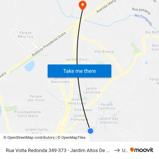 Rua Volta Redonda 349-373 - Jardim Altos De Santana I Jacareí - SP 12306-732 Brasil to Unip map