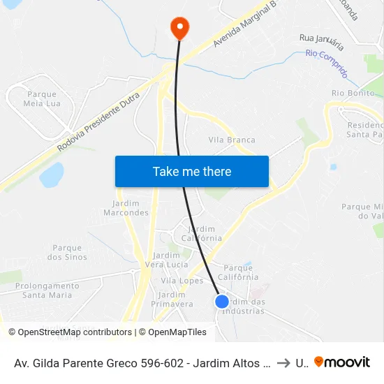 Av. Gilda Parente Greco 596-602 - Jardim Altos De Santana II Jacareí - SP 12306-766 Brasil to Unip map