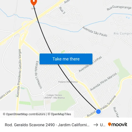 Rod. Geraldo Scavone 2490 - Jardim California Jacareí - SP Brasil to Unip map