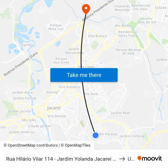 Rua Hilário Vilar 114 - Jardim Yolanda Jacareí - SP 12316-020 Brasil to Unip map