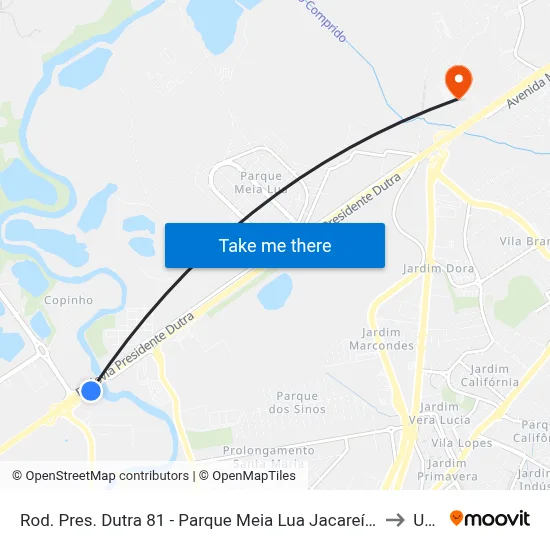 Rod. Pres. Dutra 81 - Parque Meia Lua Jacareí - SP Brasil to Unip map