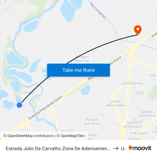 Estrada Júlio De Carvalho Zona De Adensamento Controlado (Zac) Jacareí - São Paulo Brasil to Unip map