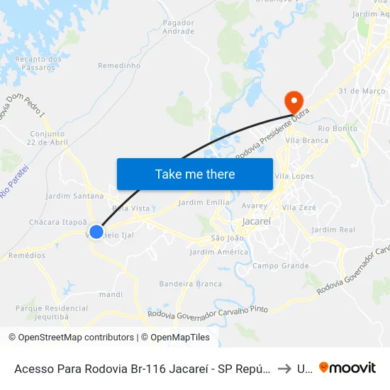 Acesso Para Rodovia Br-116 Jacareí - SP República Federativa Do Brasil to Unip map