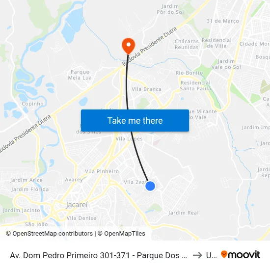 Av. Dom Pedro Primeiro 301-371 - Parque Dos Príncipes Jacareí - SP Brasil to Unip map