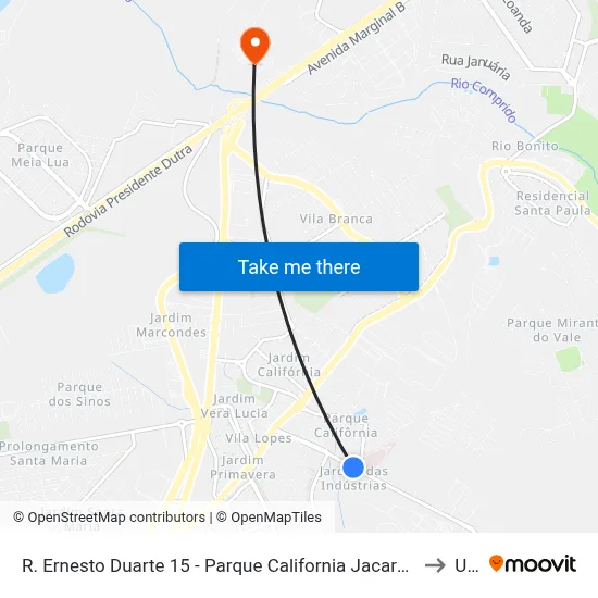 R. Ernesto Duarte 15 - Parque California Jacareí - SP 12311-200 Brasil to Unip map