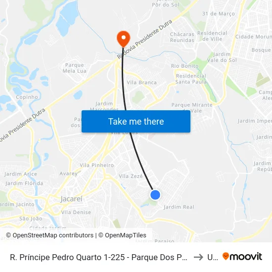 R. Príncipe Pedro Quarto 1-225 - Parque Dos Príncipes Jacareí - SP Brasil to Unip map