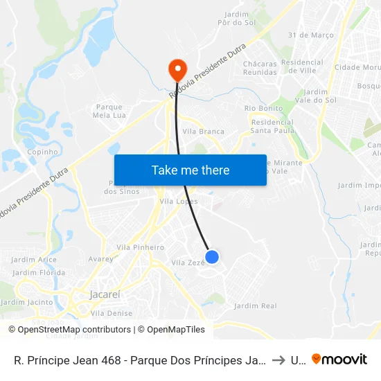 R. Príncipe Jean 468 - Parque Dos Príncipes Jacareí - SP 12310-025 Brasil to Unip map