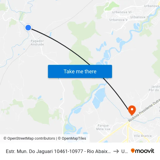 Estr. Mun. Do Jaguari 10461-10977 - Rio Abaixo Jacareí - SP Brasil to Unip map