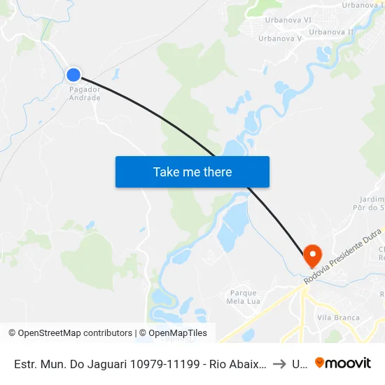 Estr. Mun. Do Jaguari 10979-11199 - Rio Abaixo Jacareí - SP Brasil to Unip map