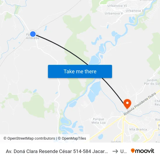 Av. Doná Clara Resende César 514-584 Jacareí - SP Brasil to Unip map