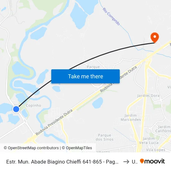 Estr. Mun. Abade Biagino Chieffi 641-865 - Pagador De Andrade Jacareí - SP 12334-480 Brasil to Unip map
