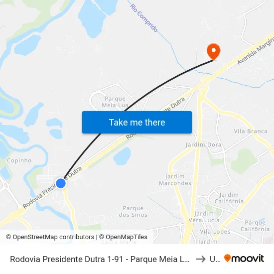 Rodovia Presidente Dutra 1-91 - Parque Meia Lua Jacareí - SP 12335-010 Brasil to Unip map