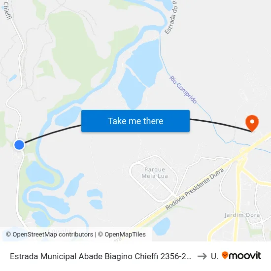 Estrada Municipal Abade Biagino Chieffi 2356-2384 - Pagador De Andrade Parque Meia Lua Jacareí - SP 12334-480 Brasil to Unip map